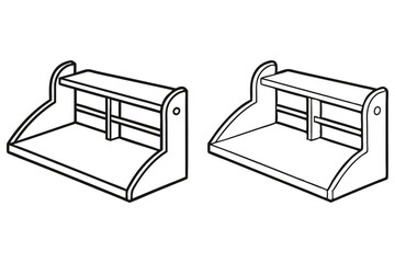 Two contour drawings of furniture on transparent background, with black lines