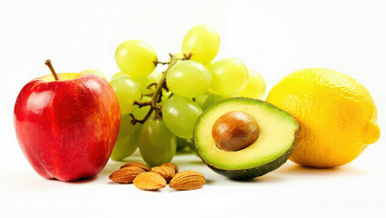 Healthy eating. Fruits on a white background.
