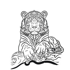 Lineart Tribal tatto tiger 