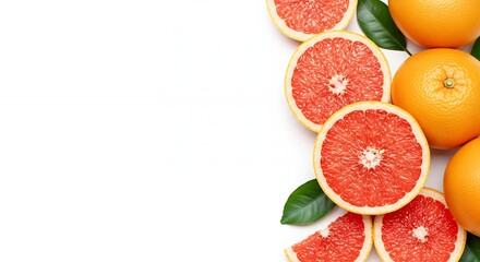 Grapefruit Slices on White Background