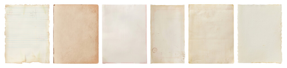 PNG Vintage paper textures collection, element set on transparent background
