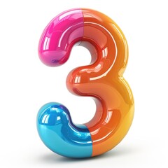 Naklejka premium Colorful, glossy, three-dimensional number three.
