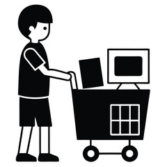 boy choosing items at electronics store clean ve