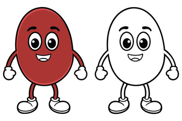 Smiling Cartoon Bean Mascot with Arms and Legs Isolated on White Background