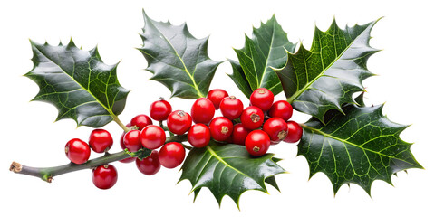 winter holly branch with berry isolated on white background png