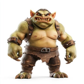 Ferocious cartoon ogre in medieval attire.