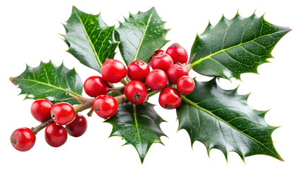 winter holly branch with berry isolated on white background png
