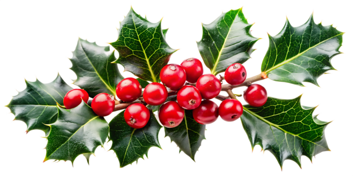 winter holly branch with berry isolated on white background png