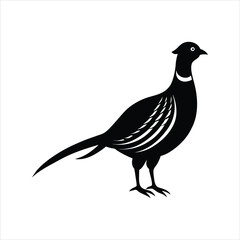 Black silhouette vector of a pheasant bird found in forests and woodlands
