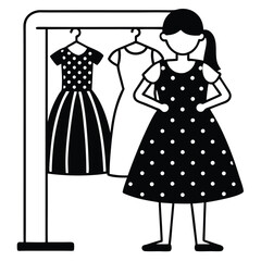 Young Girl Trying On Colorful Dresses In Store