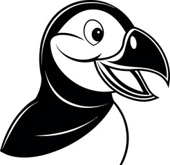 Happy Puffin Head Cartoon
