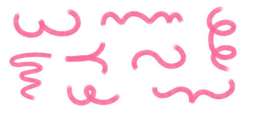 Collection of pink ribbon-like swirls for annotations, presentations etc. 