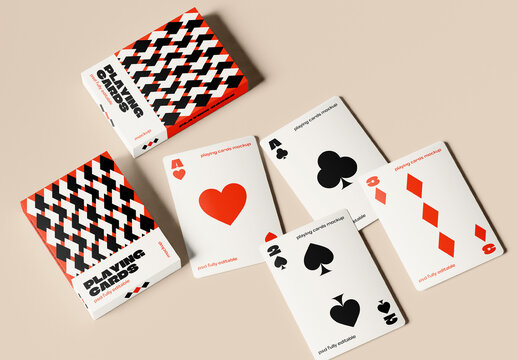 Flat Lay Playing Cards and Boxes Mockup