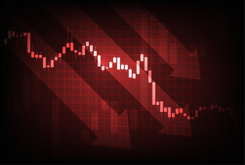 Vector red glowing stock market crash chart - investment, global economics, cryptocurrency, trading, bear market, crisis