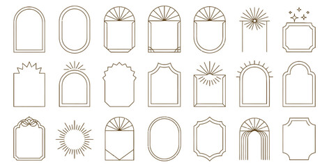 Elegant Geometric Frame Set With Starburst Accents For Logo Design And Minimalist Graphic Projects