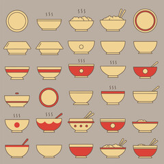 Steamy Simplicity: Minimalist Soup Icon Flat Vector Set for Contemporary Culinary Designs
