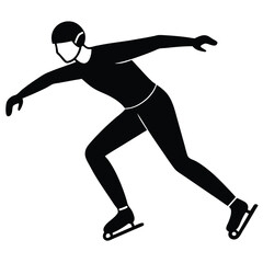 Skater Sprinting Across Ice Vector Outline