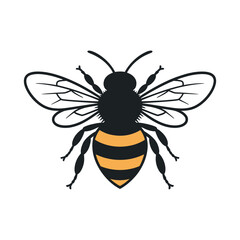 Elegant Bee Illustration With Black Outline And Yellow Stripes Depicting Nature,Pollination And Honey Production For Graphic Design