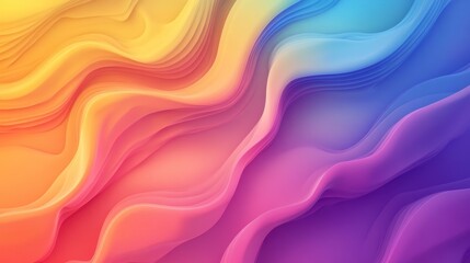 Obraz premium Abstract colorful wavy background with vibrant gradients of yellow, orange, pink, purple, and blue hues.