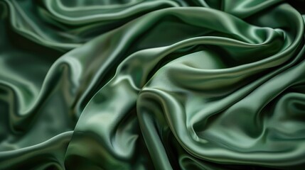 Obraz premium Soft, flowing abstract background of green fabric, delicate texture, artistic fabric concept.
