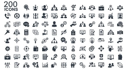 Set of Two Hundred Various Business and Management Icons