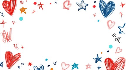 Naklejka premium Abstract hearts and stars border design