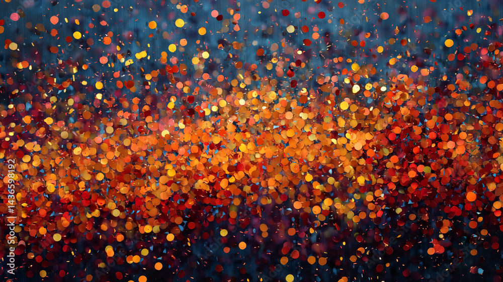 Poster abstract image of warm-toned circles on dark background, creating a vibrant and dynamic visual effec