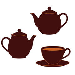 Steeped Serenity: Minimalist Kettle & Tea Cup Icon Flat Vector for Modern Aesthetics