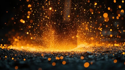 Naklejka premium Molten metal splash in dark environment