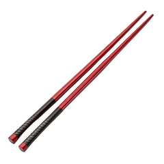Pair of Red Chopsticks with Black Handles