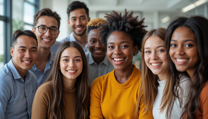 Obraz premium Friendly team of employees in a modern office