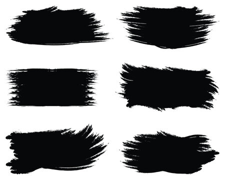 Black set paint, ink brush, brush strokes on a white background