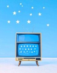 Retro Television with Starry Sky
