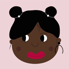 african girl with red lips in pink background