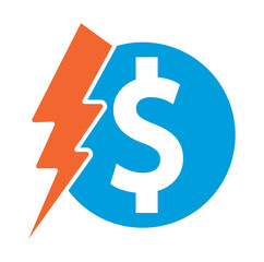 Naklejka premium Thunder Money logo vector template. flash dollar logo design icon vector illustration.