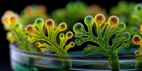Close-Up of Trichoderma Fungus on Petri Dish