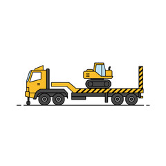 Naklejka premium Heavy equipment transport truck icon for construction logistics and industrial services