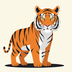Creative Flat Vector Illustrations of Tiger: Minimalist, Modern, and Perfect for Pet-Themed Graphics.Charming Flat Vector Tiger Illustration: Playful, Minimal, and Versatile Cartoon Primate Design
