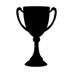 Simple black and white illustration of a trophy cup for achievement and success
