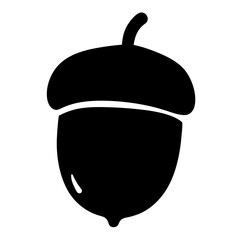 Simple and Clean Graphic Depiction of a Black Acorn with Gloss Highlight