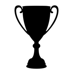 Silhouette of a trophy cup standing for victory and achievement, isolated image