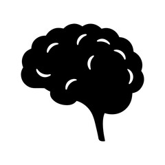 Black and white graphic illustration of a stylized human brain anatomy