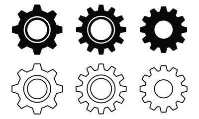 Gear icon set set vector. wheel, cog, machine, cogwheel icon set vector