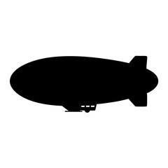 A stark black silhouette of a classic airship zeppelin against white backdrop © Zubaraj