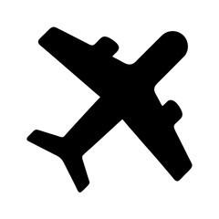 Obraz premium Simple Black and White Airplane Icon, Representing Travel and Transportation Services