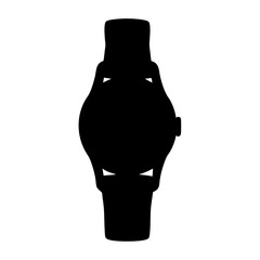 Silhouette of a wrist watch with a thick band design element