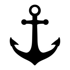 Simple Black Anchor Icon on White Background with Nautical Theme Vibe
