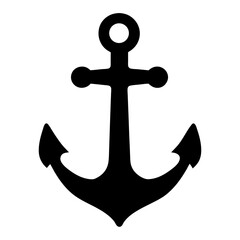 Black anchor icon symbolizing maritime navigation safety and harbor security
