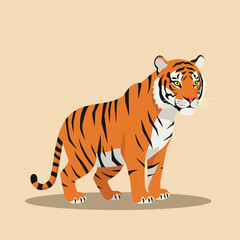 Creative Flat Vector Illustrations of Tiger: Minimalist, Modern, and Perfect for Pet-Themed Graphics.Charming Flat Vector Tiger Illustration: Playful, Minimal, and Versatile Cartoon Primate Design
