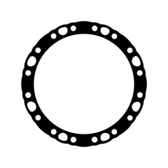 Naklejka premium Black ring with uneven edges and holes, vector illustration on white